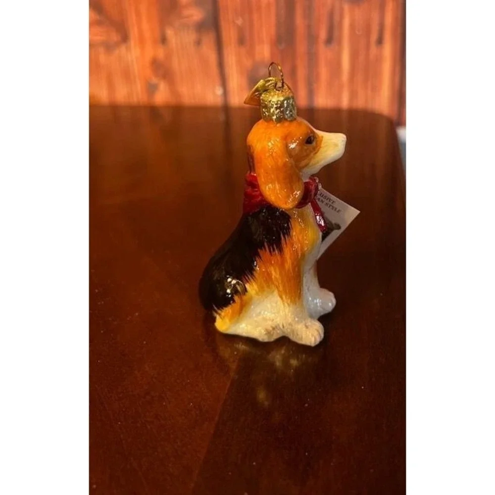 Glass Beagle‎ Dog christmas Ornament kurt s adler Noble Gems Hand-Crafted